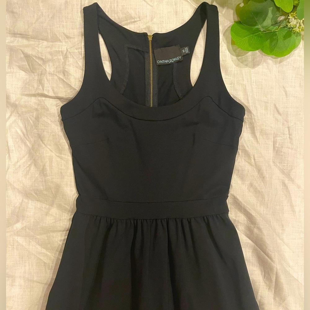 Cynthia Rowley LBD | Tank Top Fit & Flare | Exposed Gold Zipper | Pockets